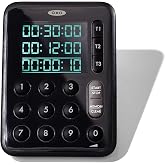 OXO Good Grips Digital Triple Kitchen Timer, Three 100-Hour Counters | Large Backlit Screen, Magnetic Back, Multitasking, Screen Timer, Oven, Baking, Cooking, Holidays, Large Meals