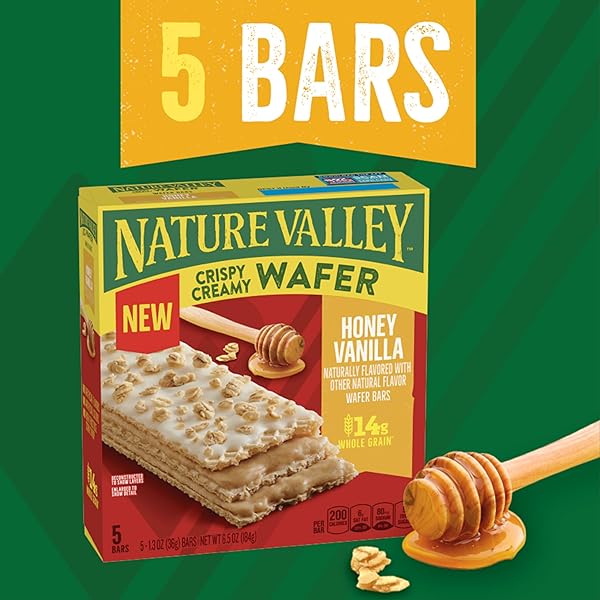 NATURE VALLEY CRISPY CREAMY WAFER BARS, HONEY VANILLA, WHOLE GRAIN, 5 BARS, 6.5 OZ