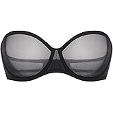 INLYRIC Women's Sheer Strapless Bras Mesh Sexy Unlined Plus Size See Through Bra Underwire Demi Mesh Non Padded