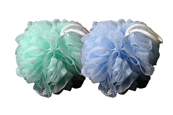 Cion Bath Sponge | Ultra Soft Exfoliating Loofah-Sponge-Scrub-Pouf for Shower (Green & Blue)