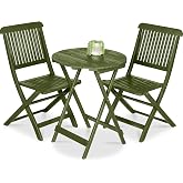 Best Choice Products 3-Piece Acacia Wood Bistro Set, Folding Patio Furniture for Backyard, Balcony, Deck w/ 2 Chairs, Round Coffee Table, Teak Finish - Olive