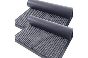 OLANLY Front Door Mat Indoor Outdoor Entrance, 2-Pack 29.5 x 17 Inch, Waterproof Heavy Duty Doormat, Fade Resistant, Low Profile, Easy Clean Patio Porch Welcome Floor Mats for Entry, Grey