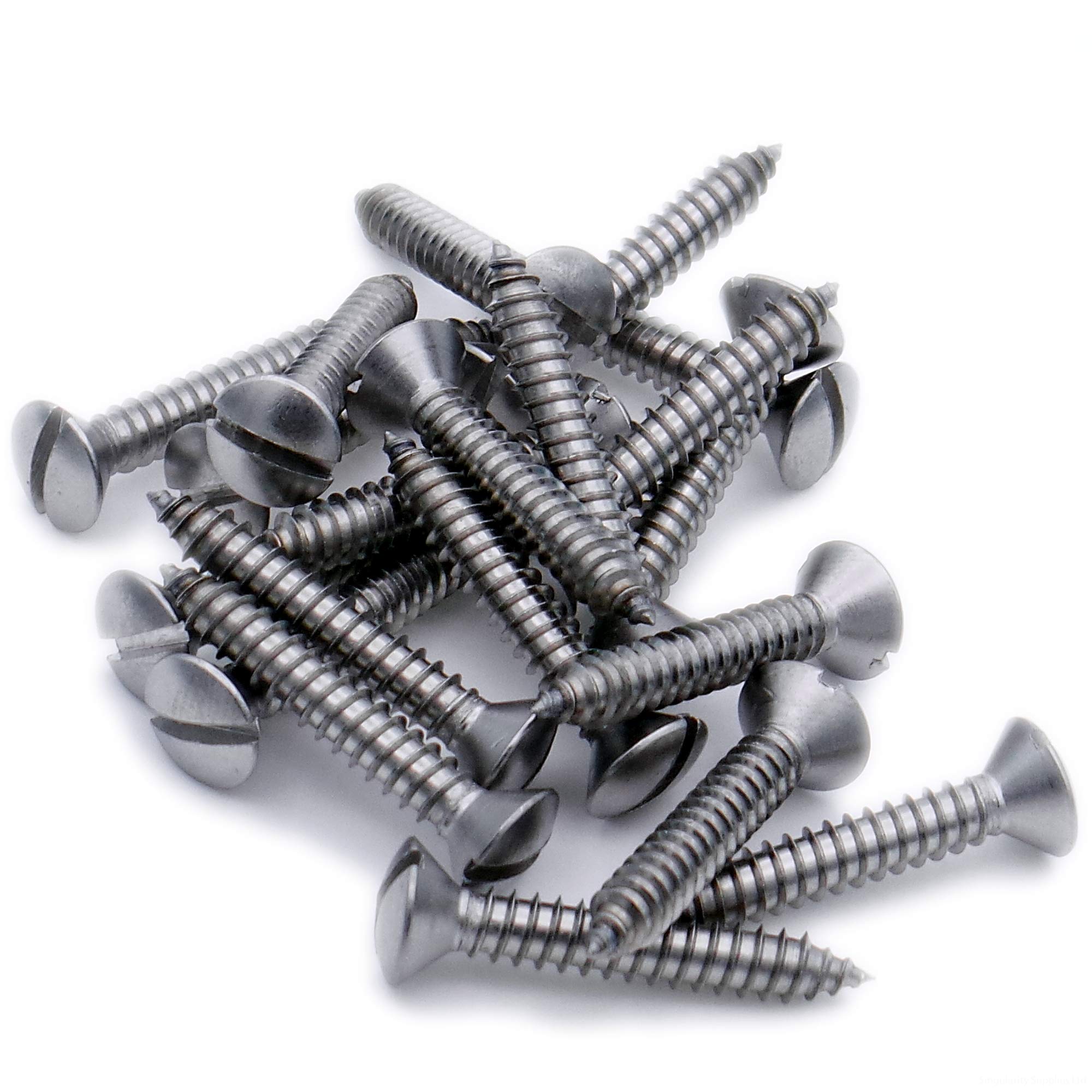 No.2 x 0.5 (2.2mm x 13mm) Slot Raised Countersunk Self-Tapping Screw - Stainless Steel (A2) (Pack of 20)
