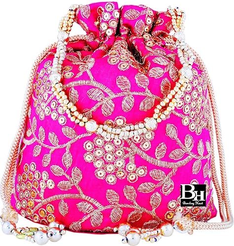 Bombay Haat Ethnic Rajasthani Silk Potli Bag/Bridal Clutch,Purse for Party/Wedding/Wedding Gift