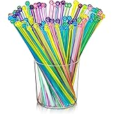 100 Pieces Disposable Plastic Round Top Crystal Swizzle Sticks (MultiColor)