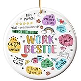 Work Bestie Ornament Gifts for Women - Ceramic Christmas Ornaments Gifts for Coworkers - Coworker Gift for Women for Christmas Tree Decorations