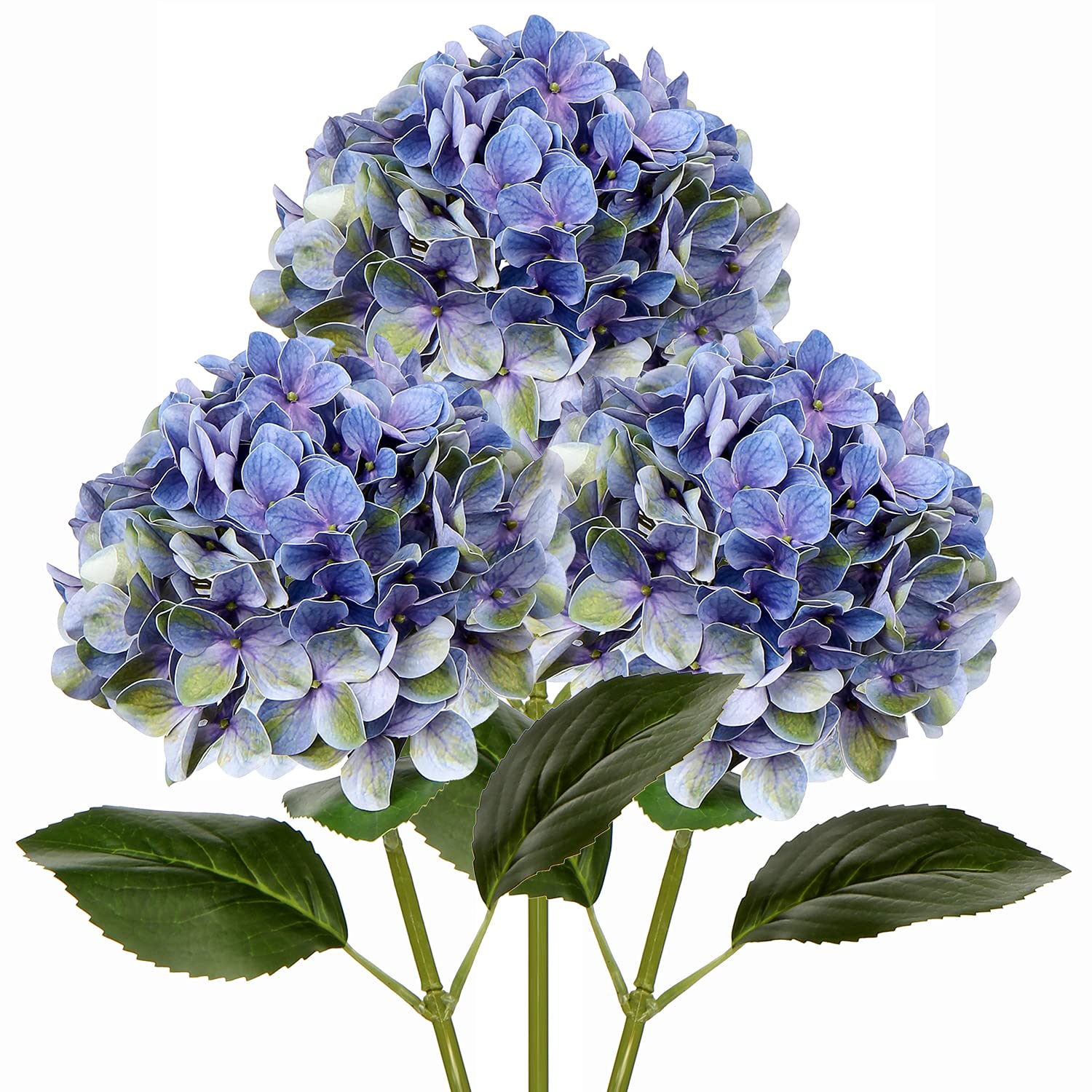 Oairse 3PCS Hydrangea Artificial Flowers Decorative Purple Fake Flowers with 63cm Long Stem Real Touch Silk Hydrangea for Home Hotel Office Wedding Bridal Decorations Floral Arrangements