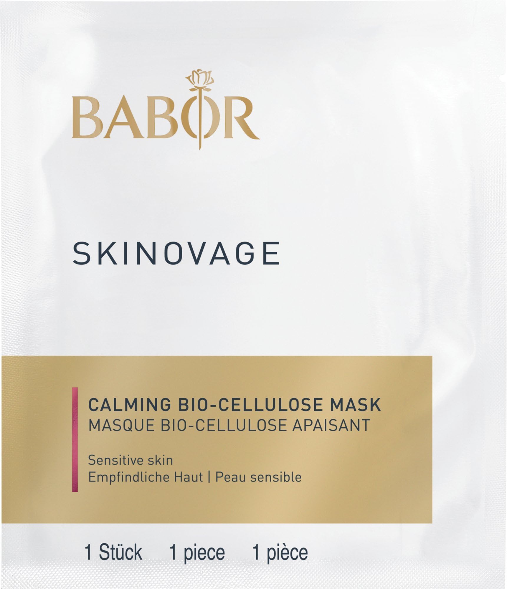 BABOR SKINOVAGE Calming Bio-Cellulose Mask, Face Mask for Sensitive Skin, with Hyaluronic Acid, Soothing Moisturising Mask, Easy Application, 5 Pieces -