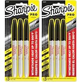 Sharpie 13763PP Industrial Fine tip Permanent Markers, Black, Quick-drying, Fade and Water-resistant, Supports up to 500 Degrees F, 2 Blister Packs of 3 Markers, 6 Markers Total
