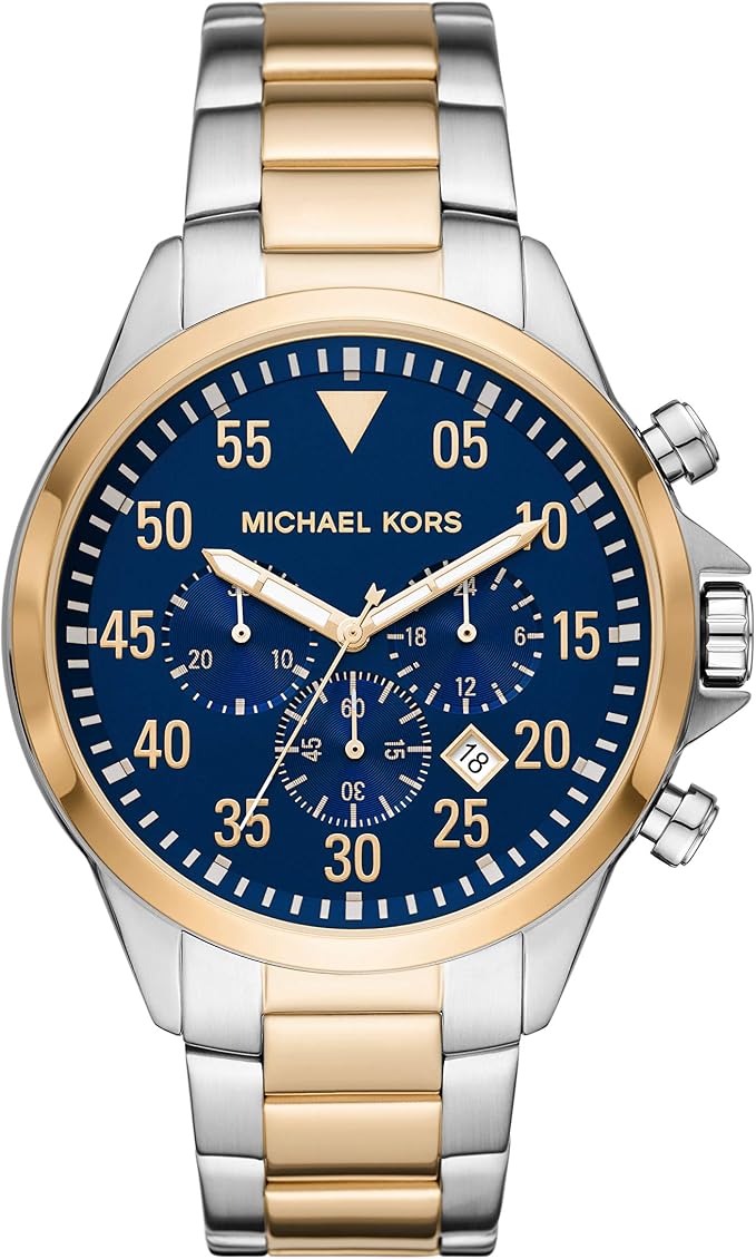 Amazon.com: Michael Kors Reloj de cuarzo para hombre con correa de acero  inoxidable, Reloj de cuarzo., Azul / Patchwork: Watches