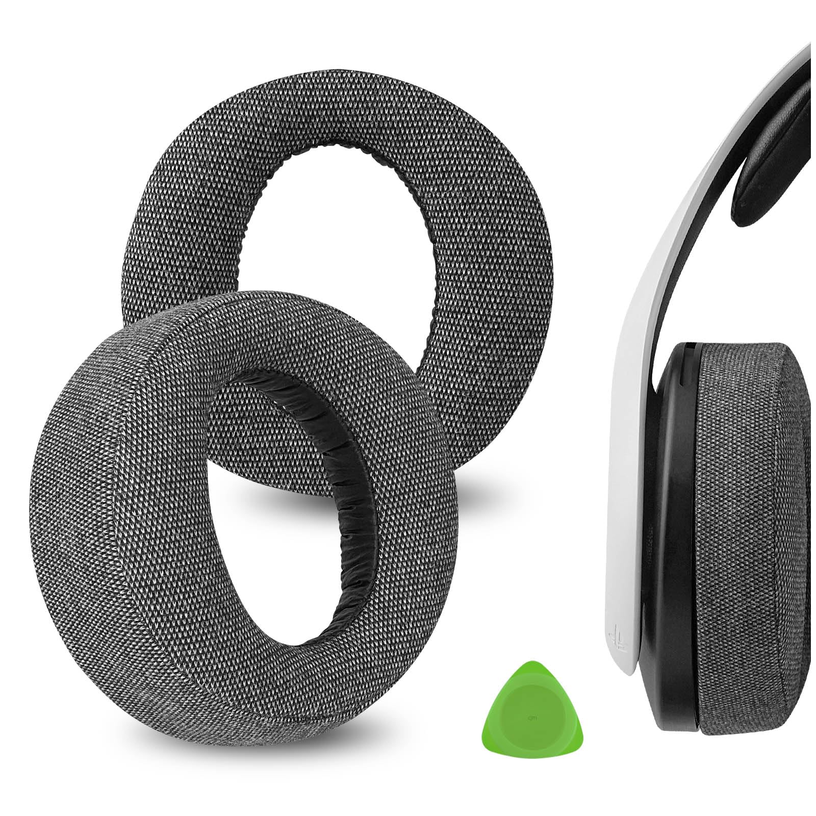 Geekria Comfort Linen Replacement Ear Pads for Sony PlayStation 5, PS5 PULSE 3D Wireless Headphones Ear Cushions, Repair Parts (Grey)