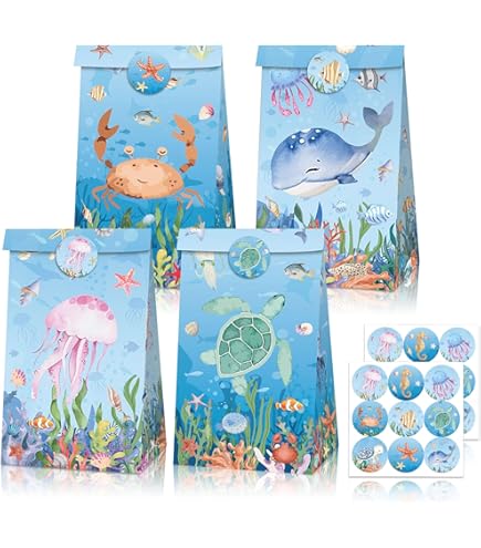 Pajean Under The Sea Party Favor Bags - 18 Pack Ocean Animal Goodie Bags - View #4