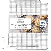 CURTA 2 Pack 16.8" X 24.4" Chef Cooling Rack,NSF Listed 18/8 Stainless Steel Oven Safe Grid Wire Cookie Cooling Racks for Bak