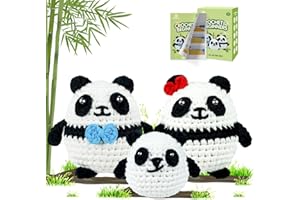 Dowsabel Crochet Kit for Beginners - Crochet Animal Kit with Step-by-Step Video Tutorials, Crochet Starter Kit for Adults Kids, Ideal DIY Craft Gift - Panda Family