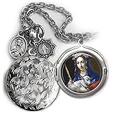 St. Agnes Locket Necklace, Patron Saint Confirmation Gift, Italian Charms, Catholic Jewelry