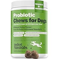 Deley Naturals Probiotics for Dogs - Dog Probiotics Chewable with 6 Digestive Enzymes & 4 Billion CFUs - Probiotic Chews for 