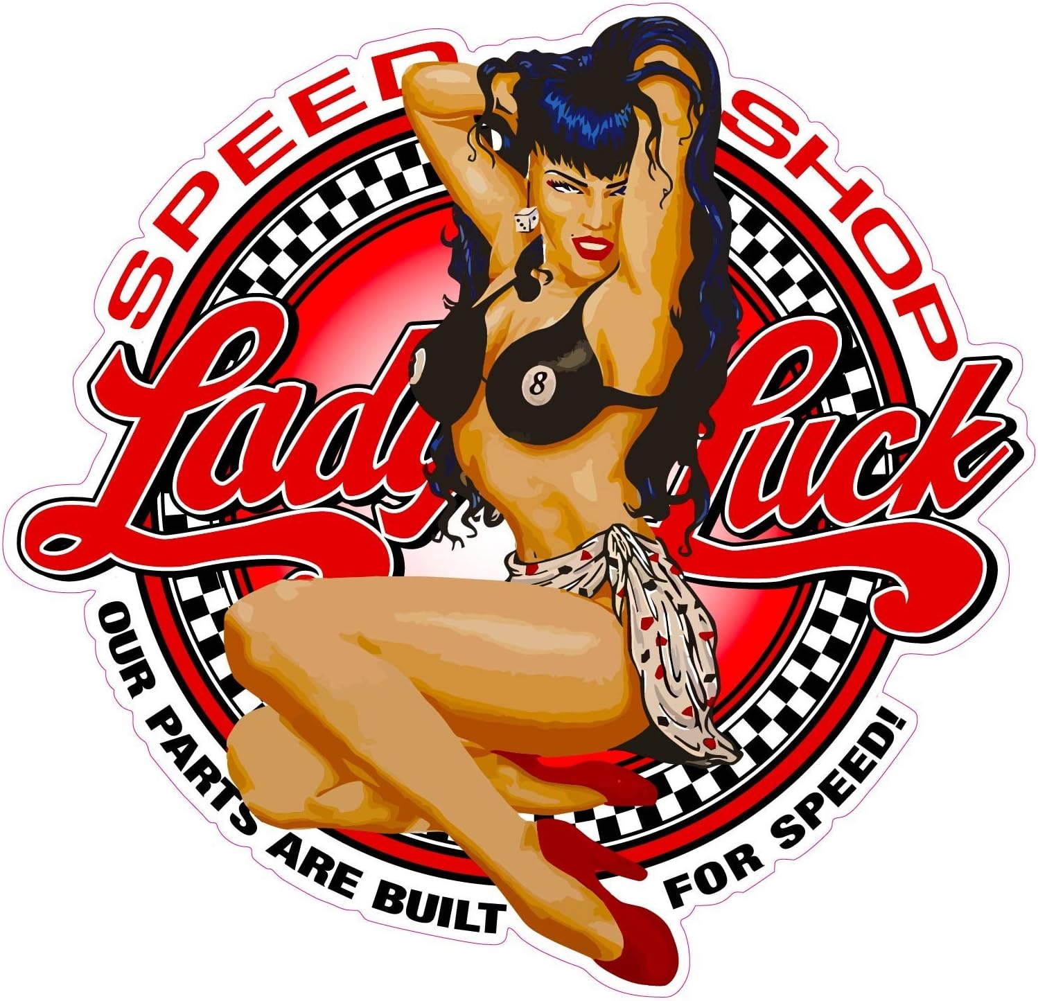 nostalgia decals super store Lucky Lady Speed Shop Decal 5" in Size from The United States