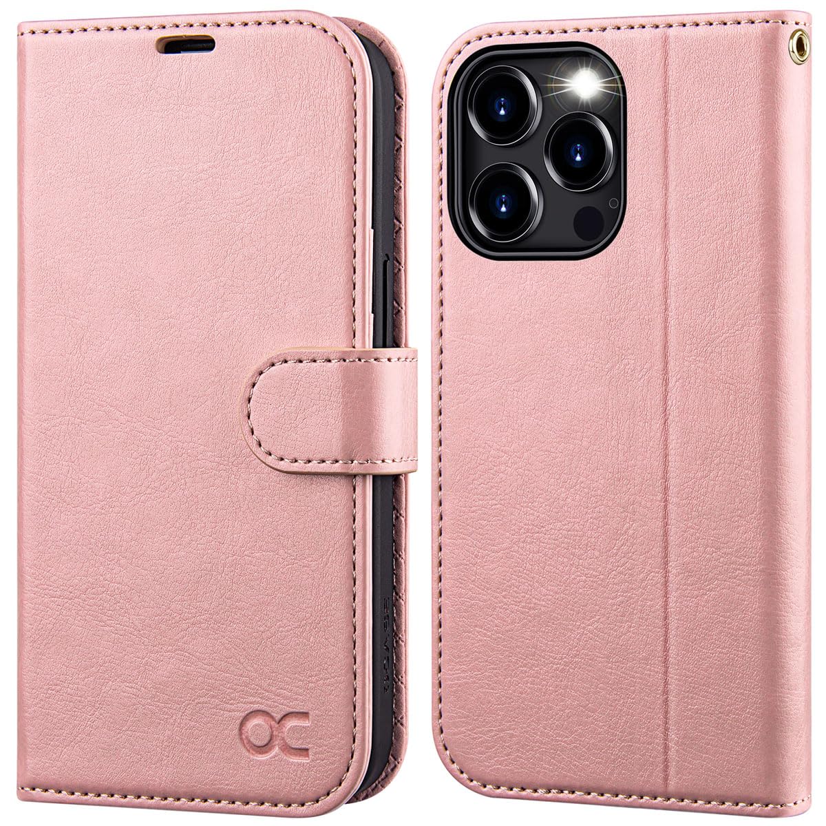 OCASE for iPhone 15 Pro Max Case, Premium PU Leather Wallet Case Flip Phone Cover with[RFID Blocking][Card Holder][Shockproof TPU][Stand Function] for the 15 Promax 6.7 Inch 2023 5G,Pink