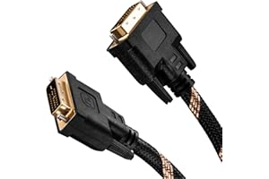 JELLY TANG DVI to DVI Cable 25Ft,Nylon Braided DVI-D 24+1 Dual Link Male to Male Digital Video Cable Gold Plated with Ferrite Core Support 2560x1600 for Gaming, DVD, Laptop, HDTV and Projector (25 Ft/8M)