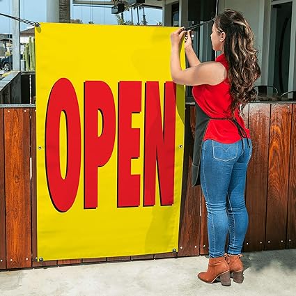 Amazon Com Half Price Banners Open Vinyl Banner Indoor