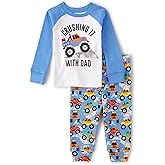 The Children's Place baby boys Button Long Sleeve Top and Pants Snug Fit 100% Cotton 2 Piece Pajama Set