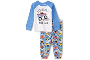 The Children's Place baby boys Button Long Sleeve Top and Pants Snug Fit 100% Cotton 2 Piece Pajama Set