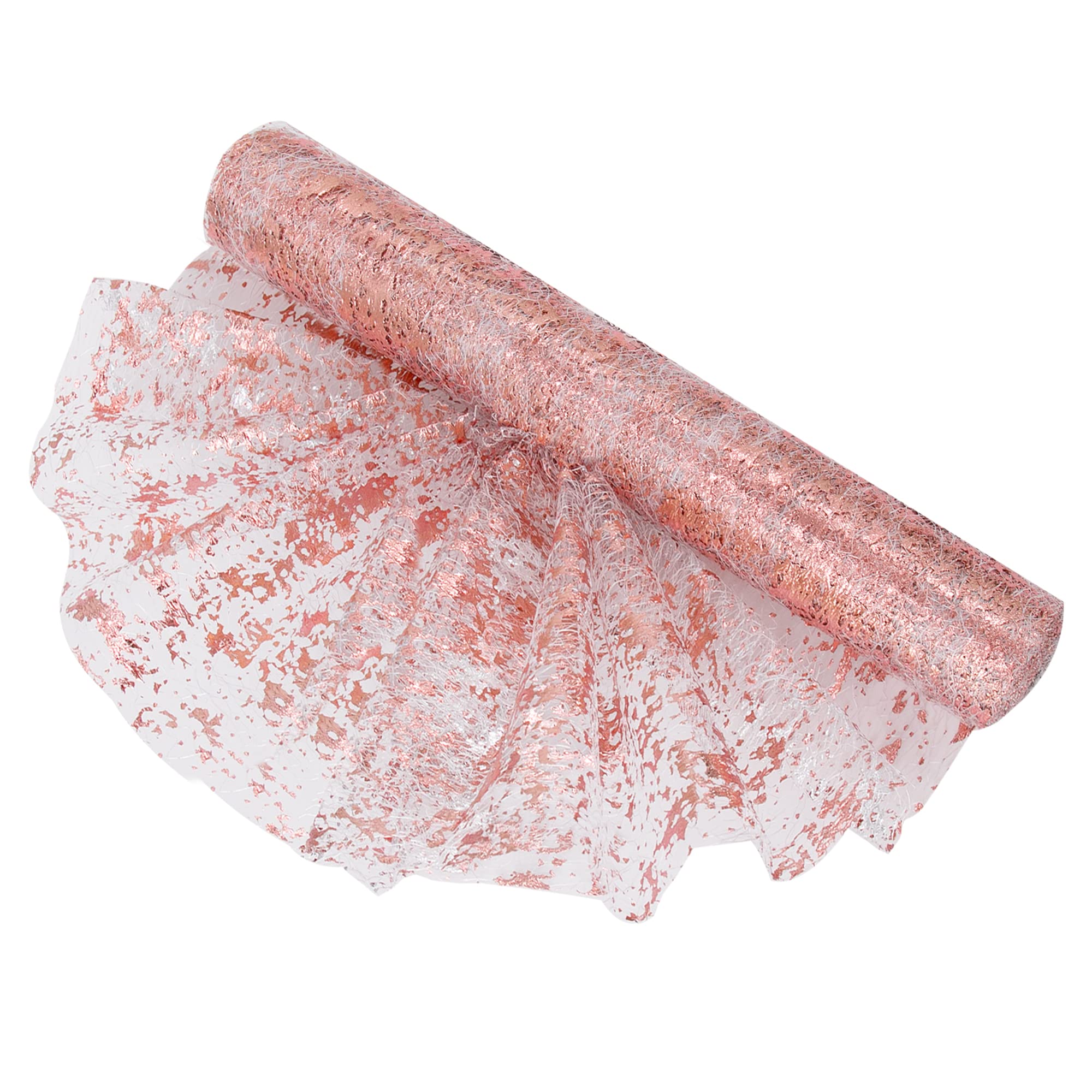 Time to Sparkle Table Runner with Gold Foil 29cm x 5.5M Sparkling Tulle Roll Gift Floral Wrapping Paper Rolls Glitter Table Decoration for Holidays Wedding Parties and Everyday Decoration (Rose Gold)