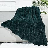 GONAAP Fuzzy Faux Fur Throw Blanket Twin Size Dark Teal Super Soft Cozy Plush Fuzzy Shaggy Blanket for Couch Sofa Bed (Dark Teal, Twin(60"x80"))