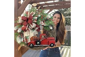 KVOTUU Christmas Wreath for Front Door Funny Christmas Door Decor for Home Farmhouse Indoor Outdoor Festival Decor Hanging Xmas Decoration Wreath Holiday Christmas Trees Decors (Style A)