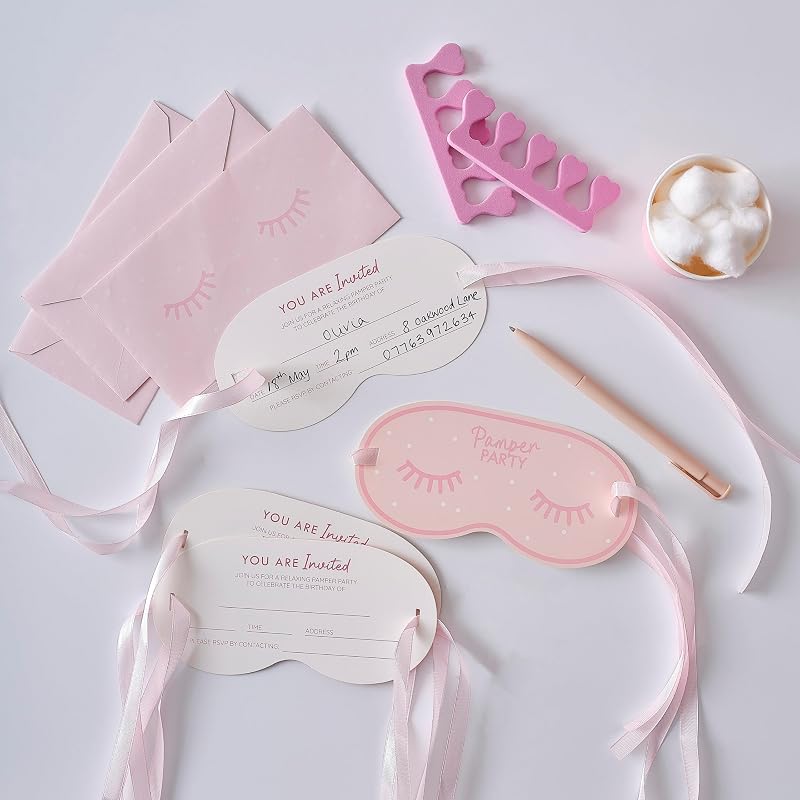 Ginger Ray Eye Mask Invitations 5 Pack Pamper Party Accessories