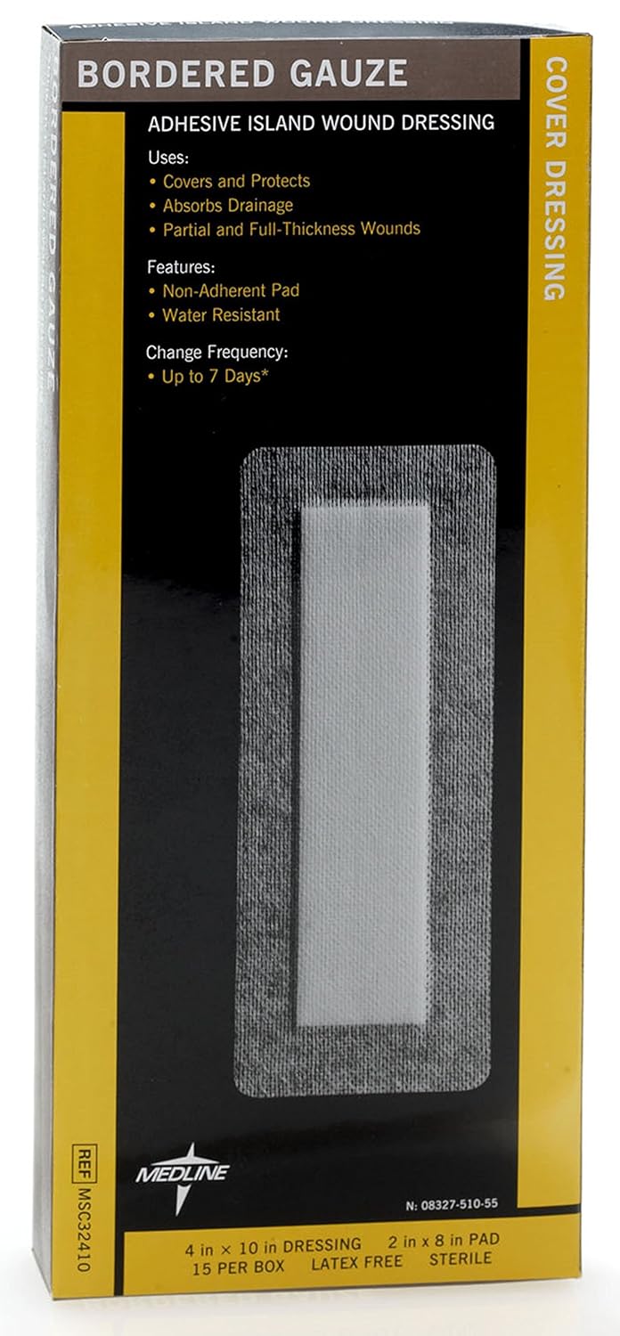 Sterile Bordered Gauze, 4" x 4" (Pack of 15): Industrial & Scientific