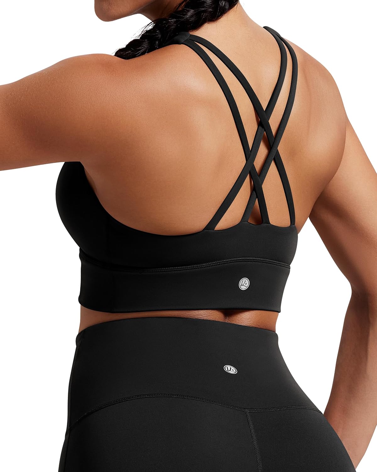 Queenie Ke BareLuxe Sports Bras for Women Padded Medium Support for Yoga Cross Back Strappy Square Neck Workout Tops