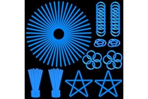 ILHSTY 100 pk 8'' Blue Glow Sticks Glow Necklaces In The Dark Party Favor Supplies Bright GlowSticks Bulk for Birthday Valentine Carnival Christmas New Year Halloween 4th of July Party (Blue*100)