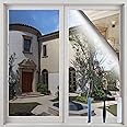 Volcanics One Way Window Privacy Film with Installation Tools, Sun Blocking Window Tinting Film for Home Heat Control Mirror Tint Film Static Cling 17.5 x 78.3 Inches, Silver