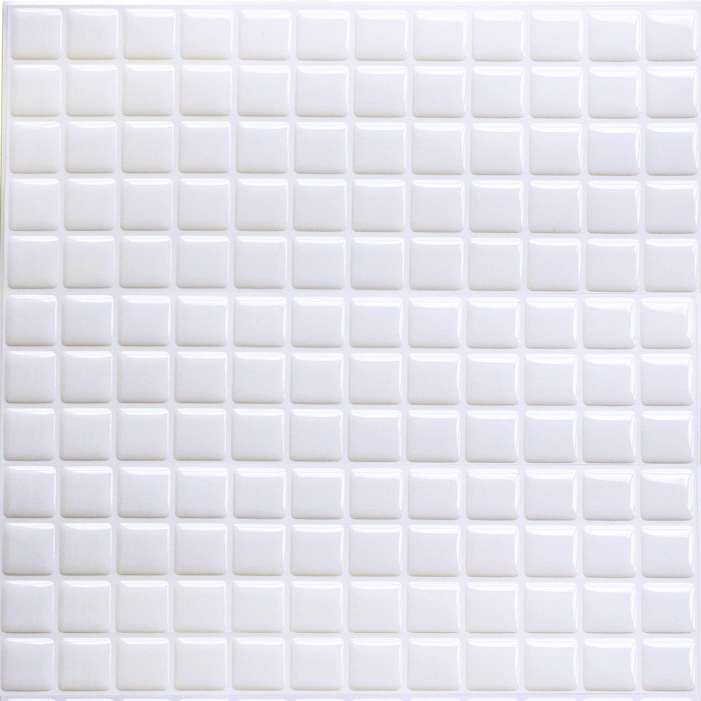 HyFanStr 3D Mosaic Tile Stickers, Self-Adhesive Peel and Stick Tile Transfers Resistant Waterproof Backsplash for Kitchen Bathroom 9.26"X9.26"(Pack of 4)