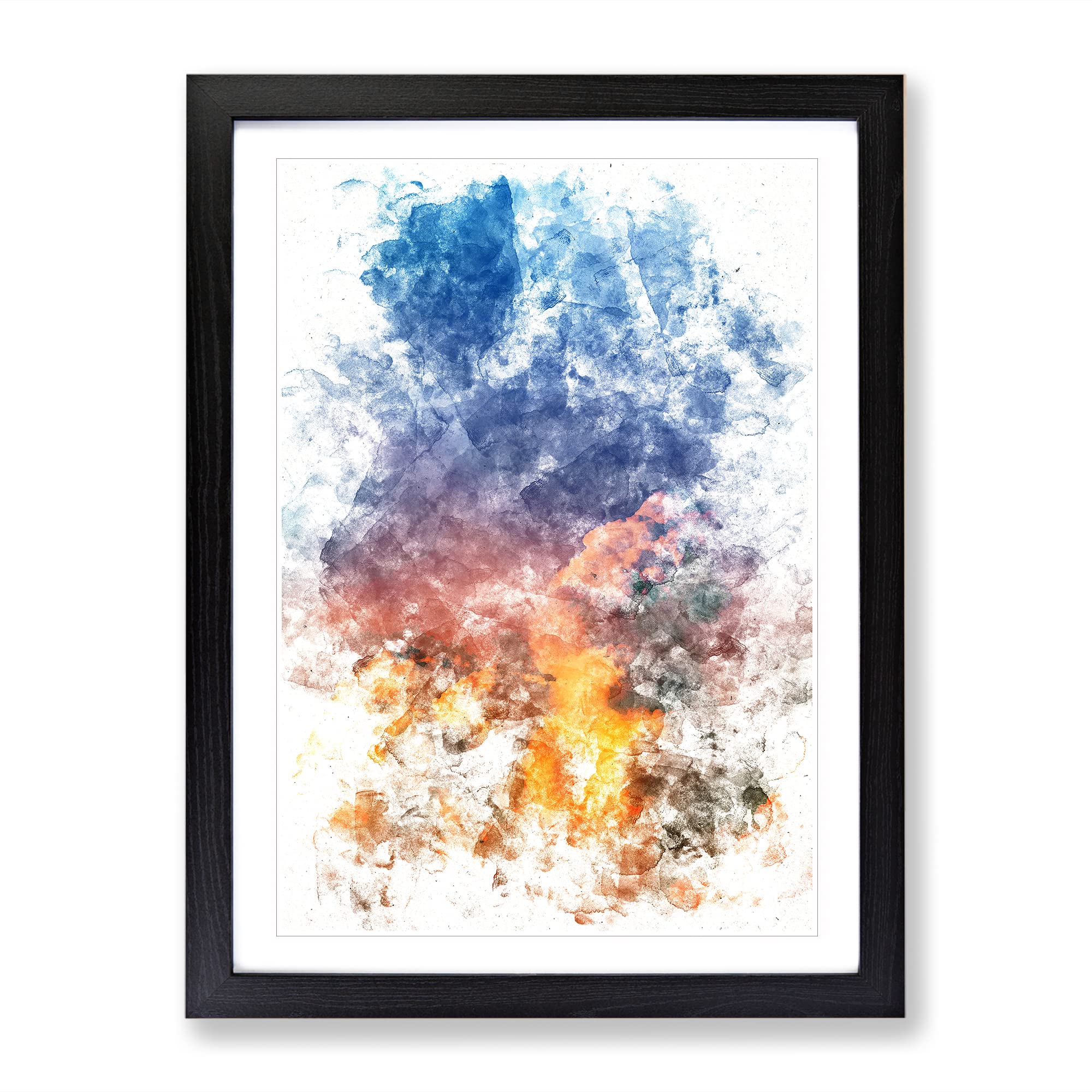 Rising Clouds Watercolour Modern Framed Wall Art Print, Ready to Hang Picture for Living Room Bedroom Home Office Décor, Black A4 (34 x 25 cm)