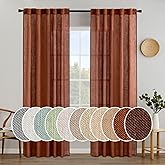 MIULEE Burnt Orange Linen Curtains 84 Inch Length for Bedroom Living Room, Soft Thick Linen Textured Window Drapes Terracotta Rust Boho Fall Decor Semi Sheer Light Filtering Back Tab 2 Panels