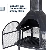LIVIVO Tall Chiminea Outdoor Fireplace Heater Steel Wood Charcoal Burner Grill view 4