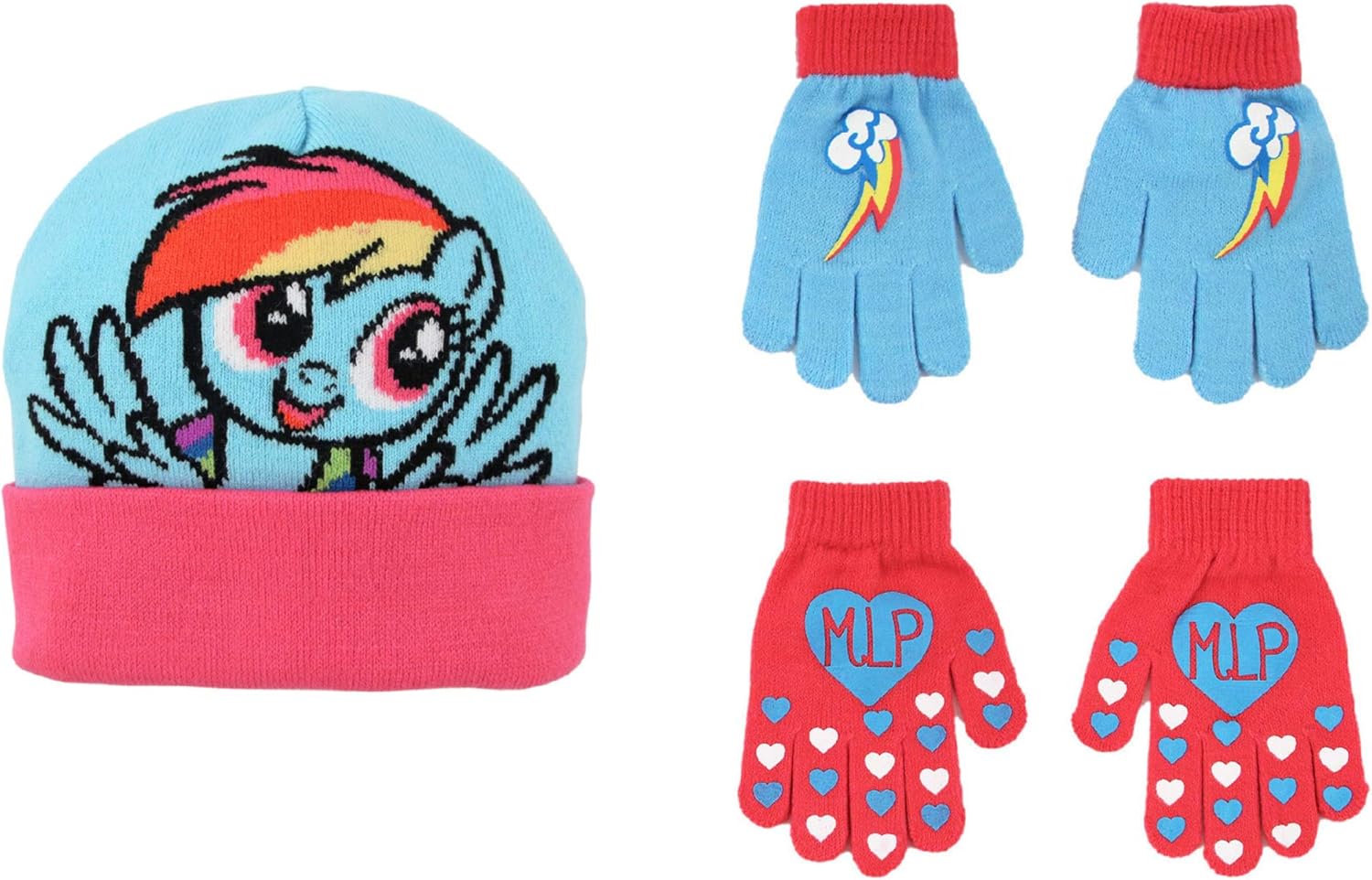 girls navy hat and gloves