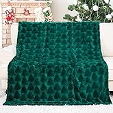 Green Christmas Throw Blanket - Christmas Blankets and Throws Green Gifts for Men Women - Soft Cozy Fuzzy Faux Fur Throw Blanket 50x60 Inch Xmas Decorations for Room Couch Sofa Bed