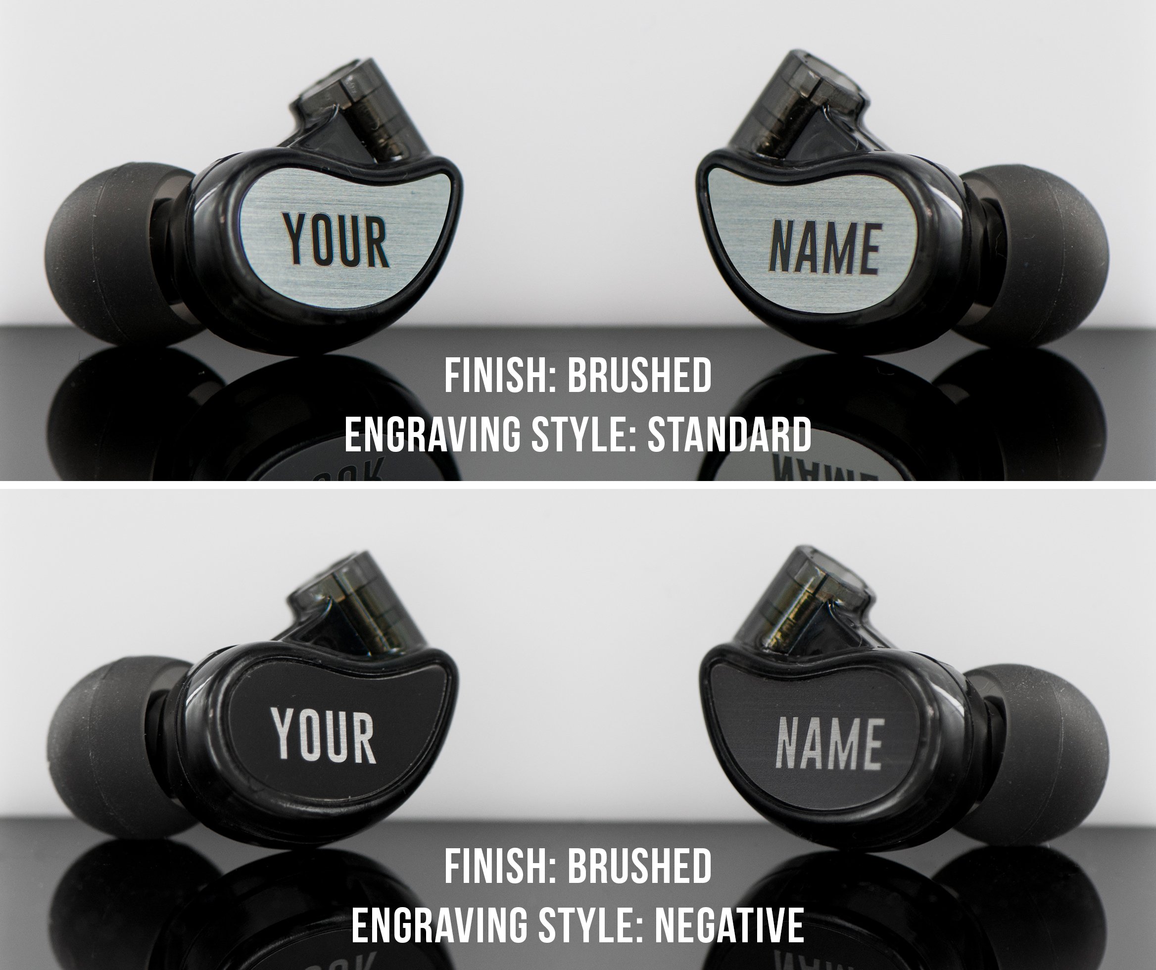 MEE audio M6 PRO 2nd generation Universal-Fit Noise-Isolating Musicians’ In-Ear Monitors with Custom-Engraved Text Metal Plates (Smoke)