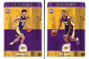 2016-17 PANINI NBA HOOPS 2017-18 Panini NBA Hoops Basketball Card Lot of 2 Rookie Cards - Lonzo Ball and Kyle Kuzma Rookie Card