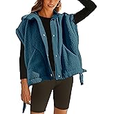 VAOYIU Women's Fleece Vest Casual Sleeveless Oversized Sherpa Jacket Button Down Vests Outerwear with Pockets