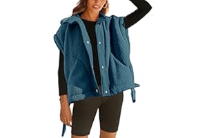 VAOYIU Women's Fleece Vest Casual Sleeveless Oversized Sherpa Jacket Button Down Vests Outerwear with Pockets