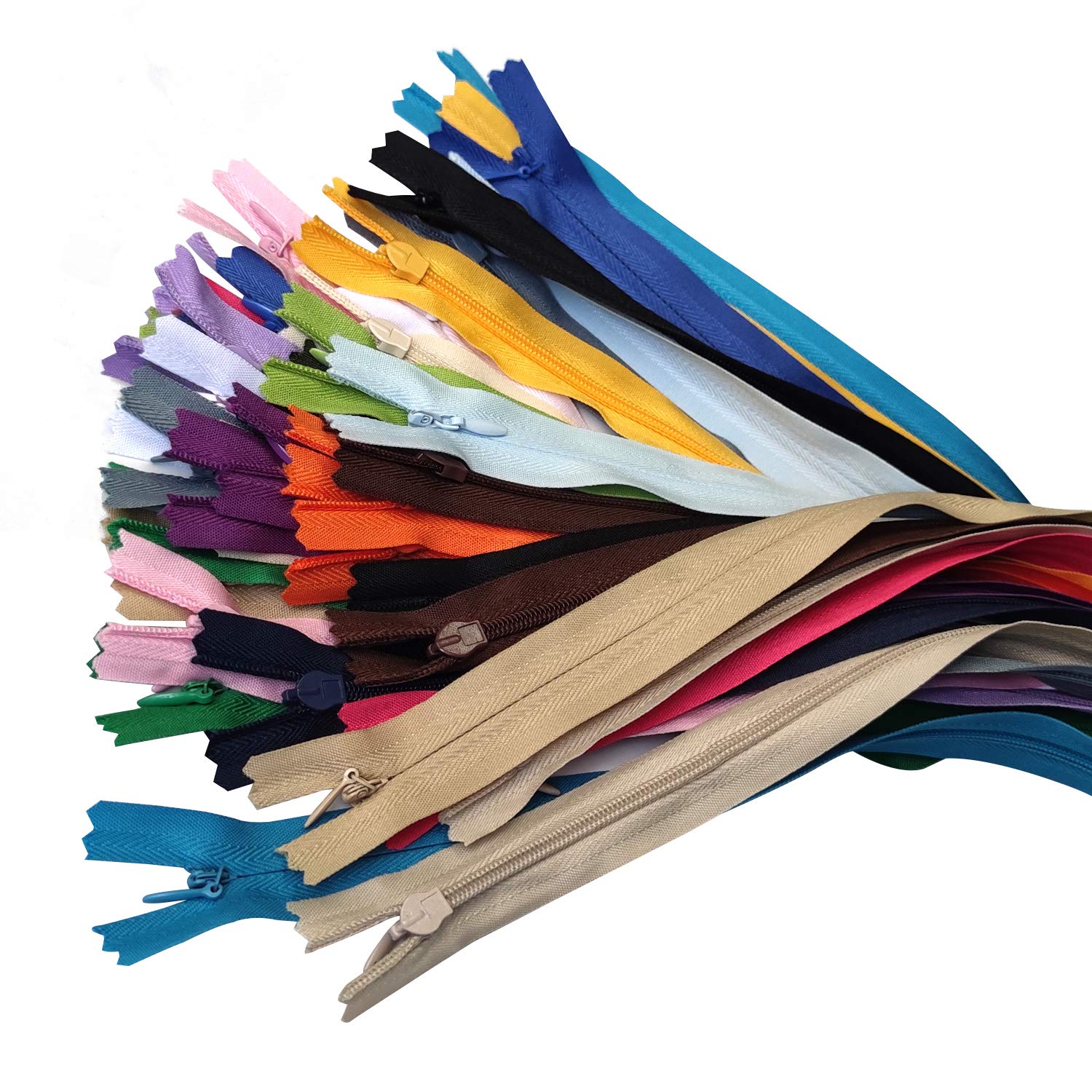 Qililandiy 40pcs Mixed Colors Nylon Invisible Zippers for Sewing Craft, Dresses, Skirts, Pillows 50cm Long 20 Colors