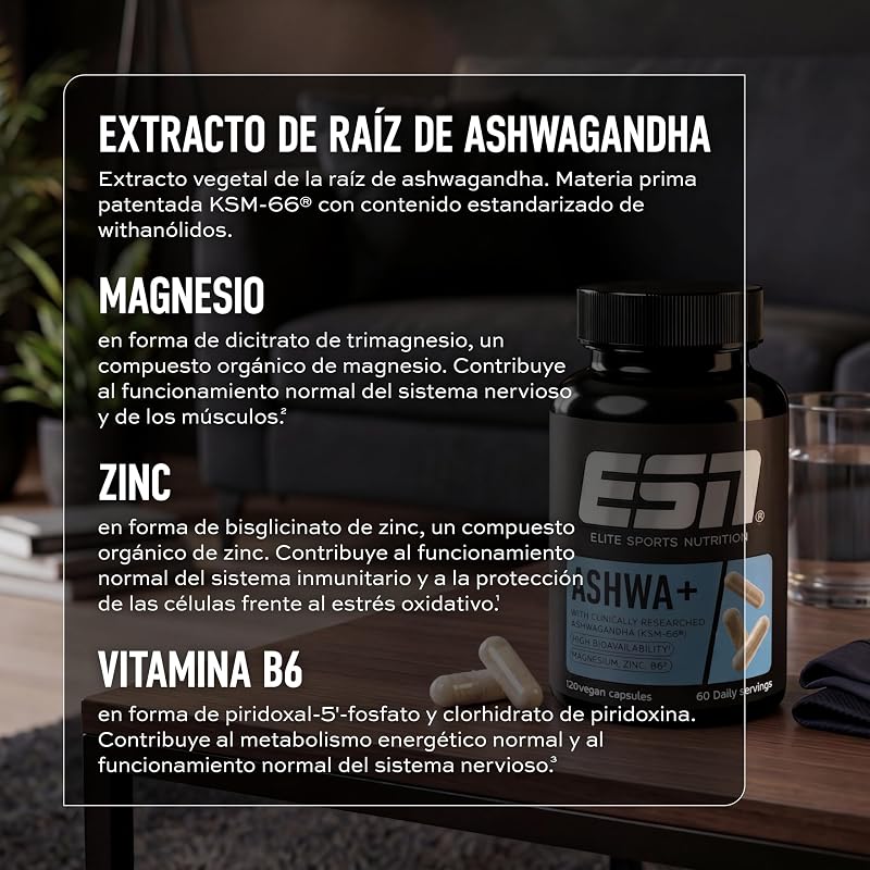 Ashwa + extracto patentado de raíz de Ashwagandha KSM-66®, 120 cápsulas