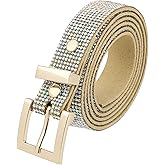 Elerevyo Women Rhinestone Belts, Bling Crystal Sparkly Diamond Shiny Soft Waistband for Party Jeans Dresses