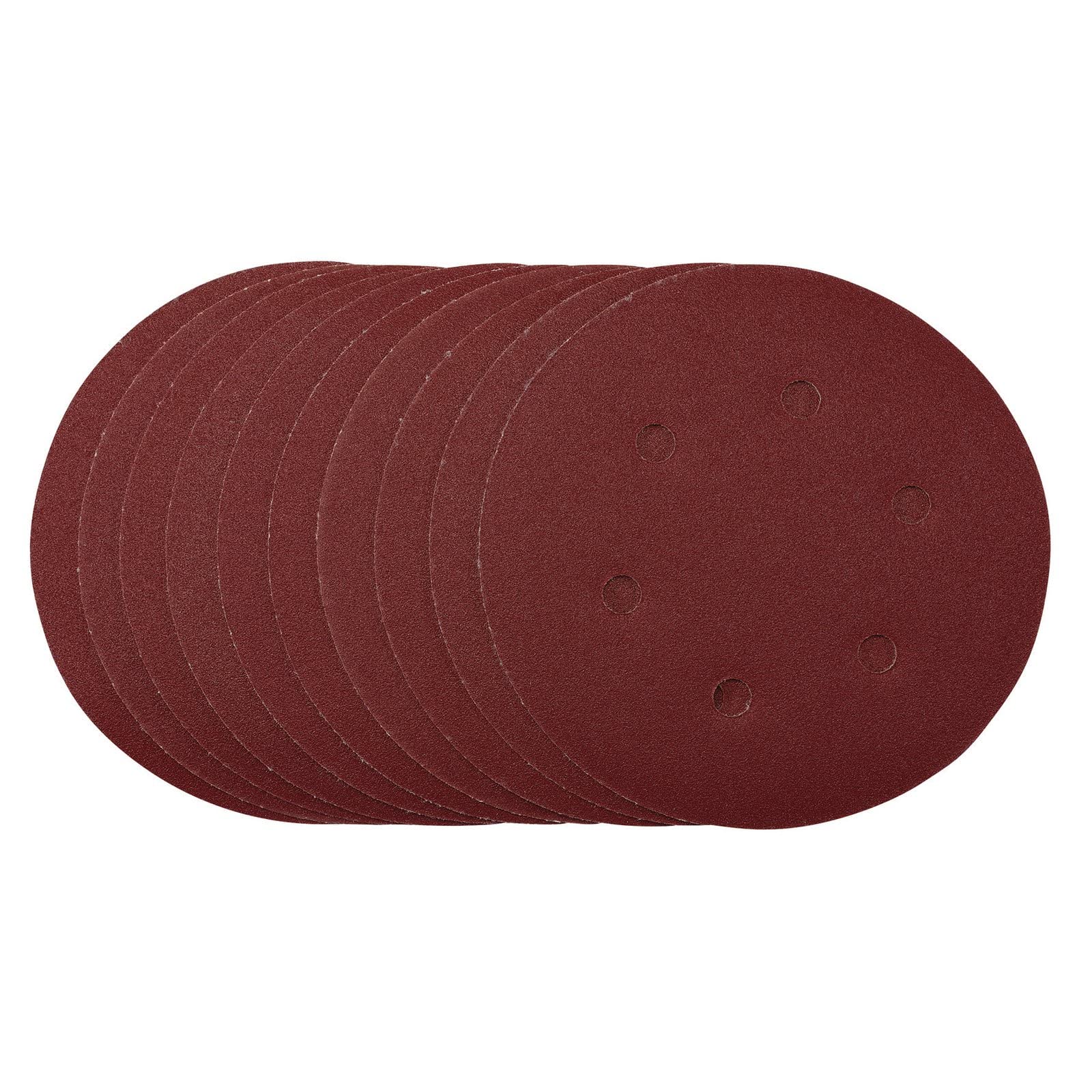 Draper 54948 Sanding Discs, 150mm, 120 Grit, Hook & Loop (Pack of 10) , Red