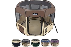 EliteField 2-Door Soft Pet Playpen (2 Year Warranty), Exercise Pen, Multiple Sizes and Colors Available for Dogs, Cats and Other Pets (42" x 42" x 24"H, Brown+Beige)