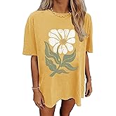 Womens Oversized Tshirt Flower Graphic Tees Nashville Music Short Sleeve Shirts Summer Casual Loose Beach Tops